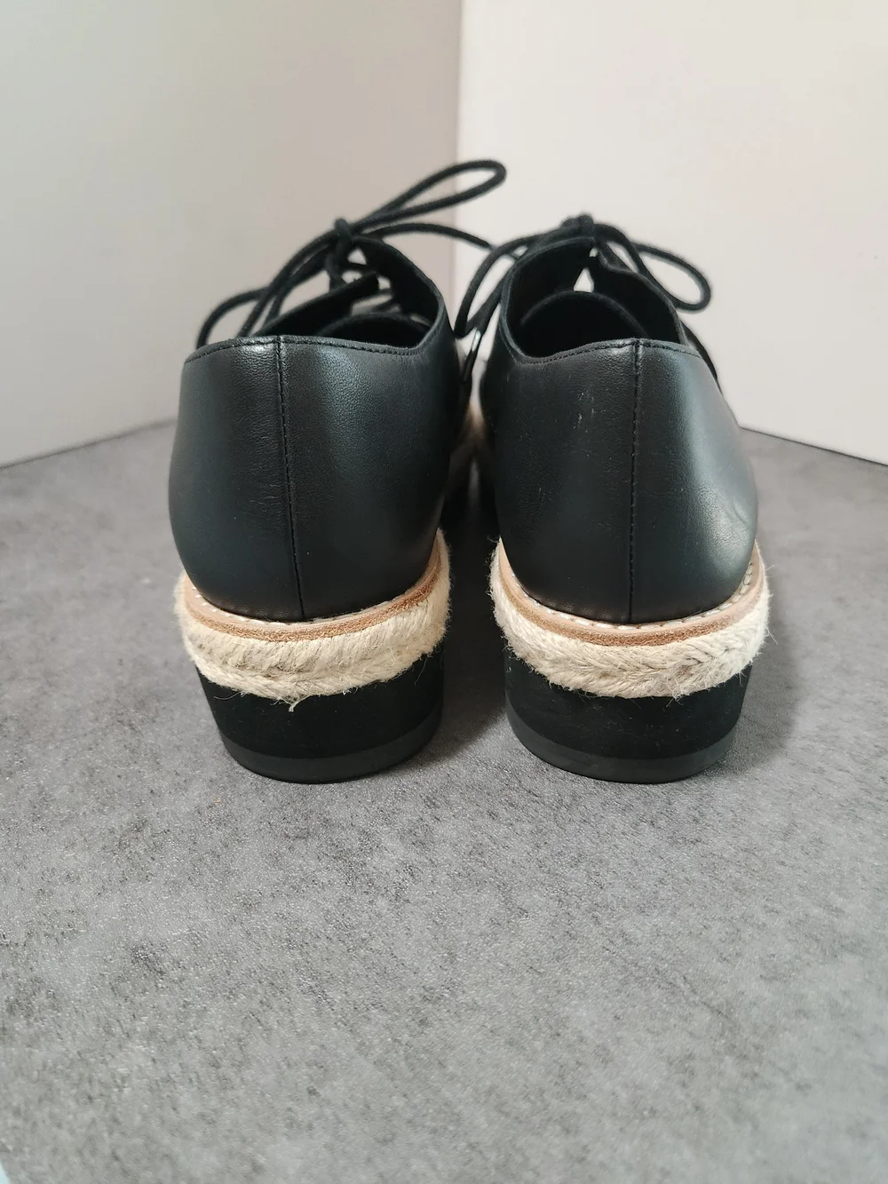 Eileen Fisher Eddy Smooth Black Leather Platform Oxford Women Size 6.5